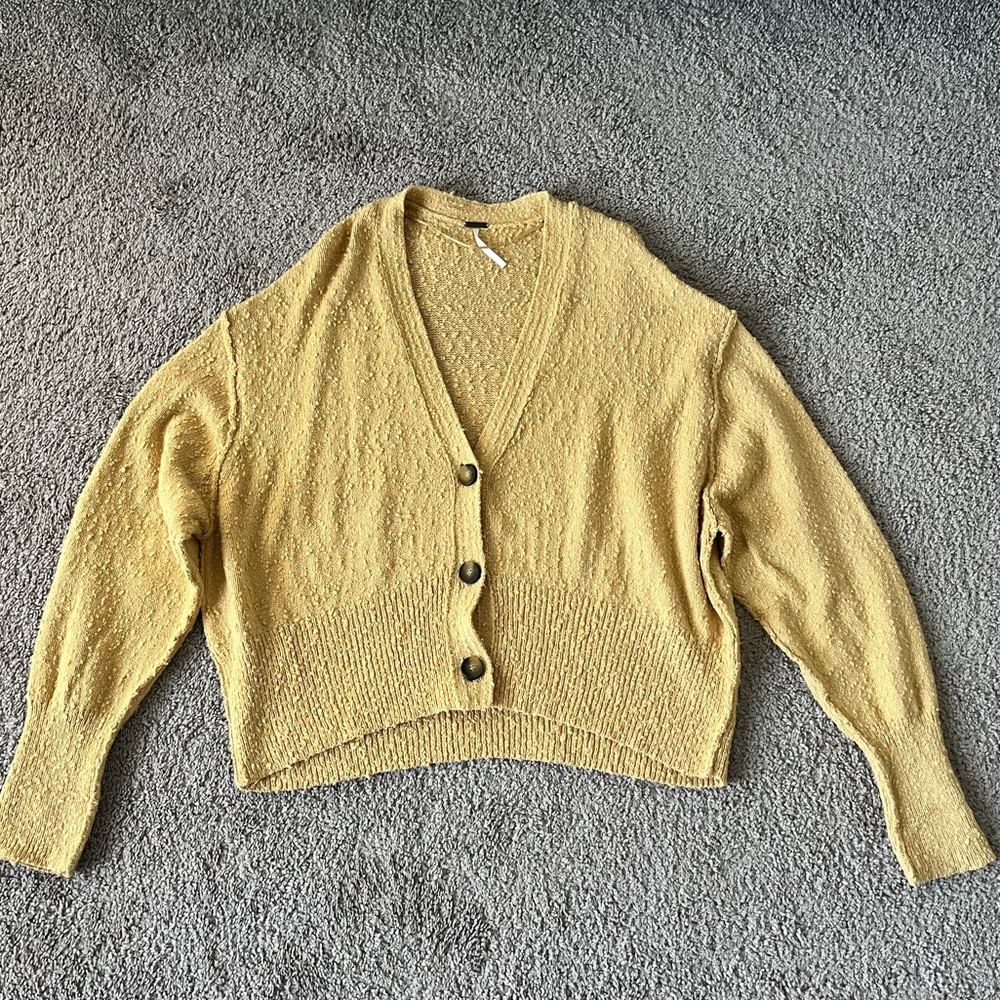Free People Found My Friend Cardi In Mustard Mist